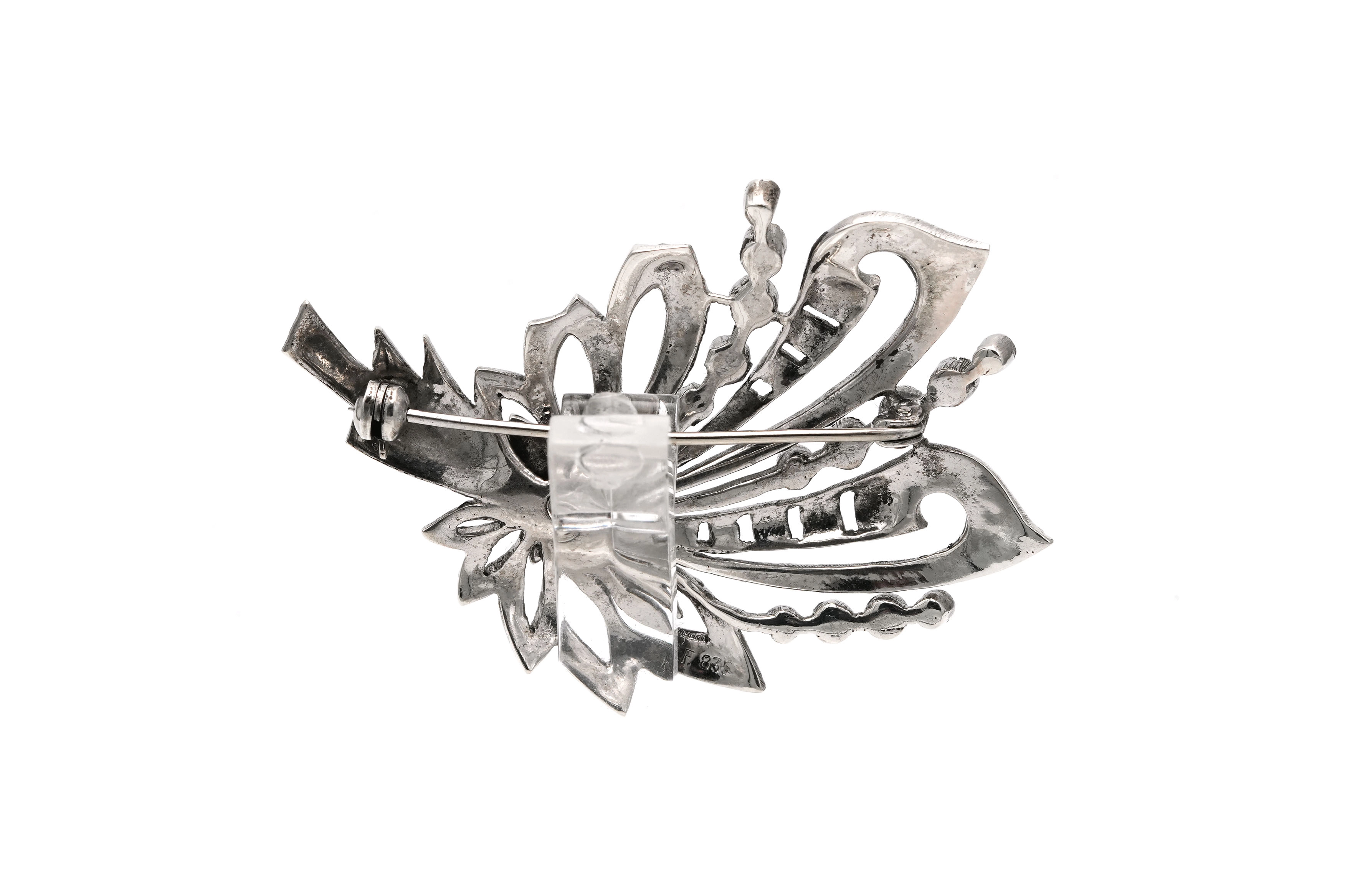 Broche Art Déco en argent 835 sertie de marcassites - - 4