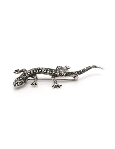 Broche Art Déco en argent 835 sertie de marcassites - - 1