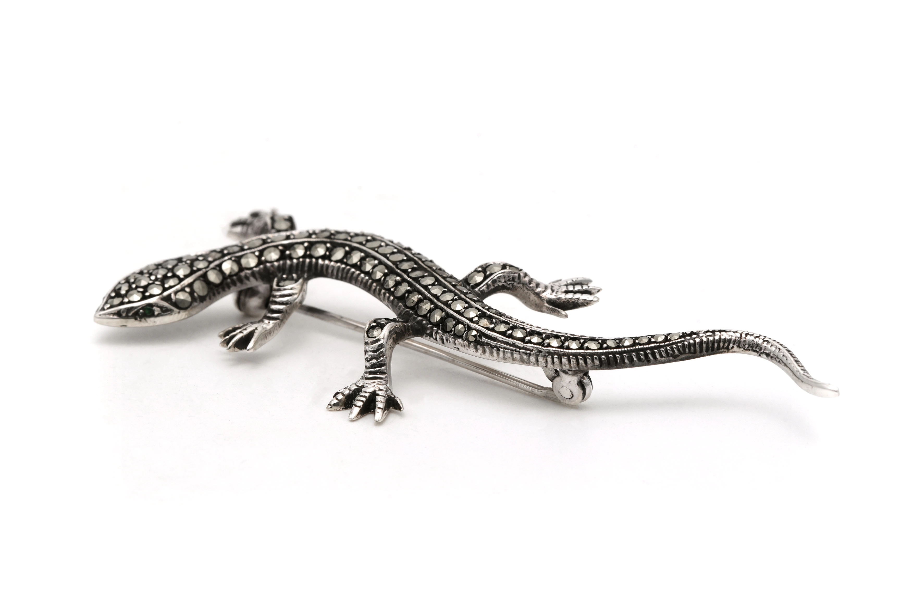 Broche Art Déco en argent 835 sertie de marcassites - - 2