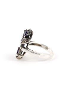 Bague contemporaine en argent 925 sertie de zirconiums et de marcassites - - 3