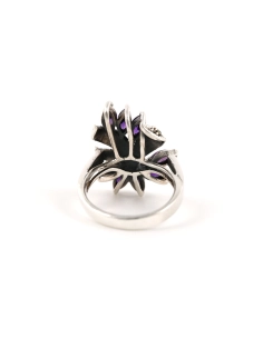 Bague contemporaine en argent 925 sertie de zirconiums et de marcassites - - 4