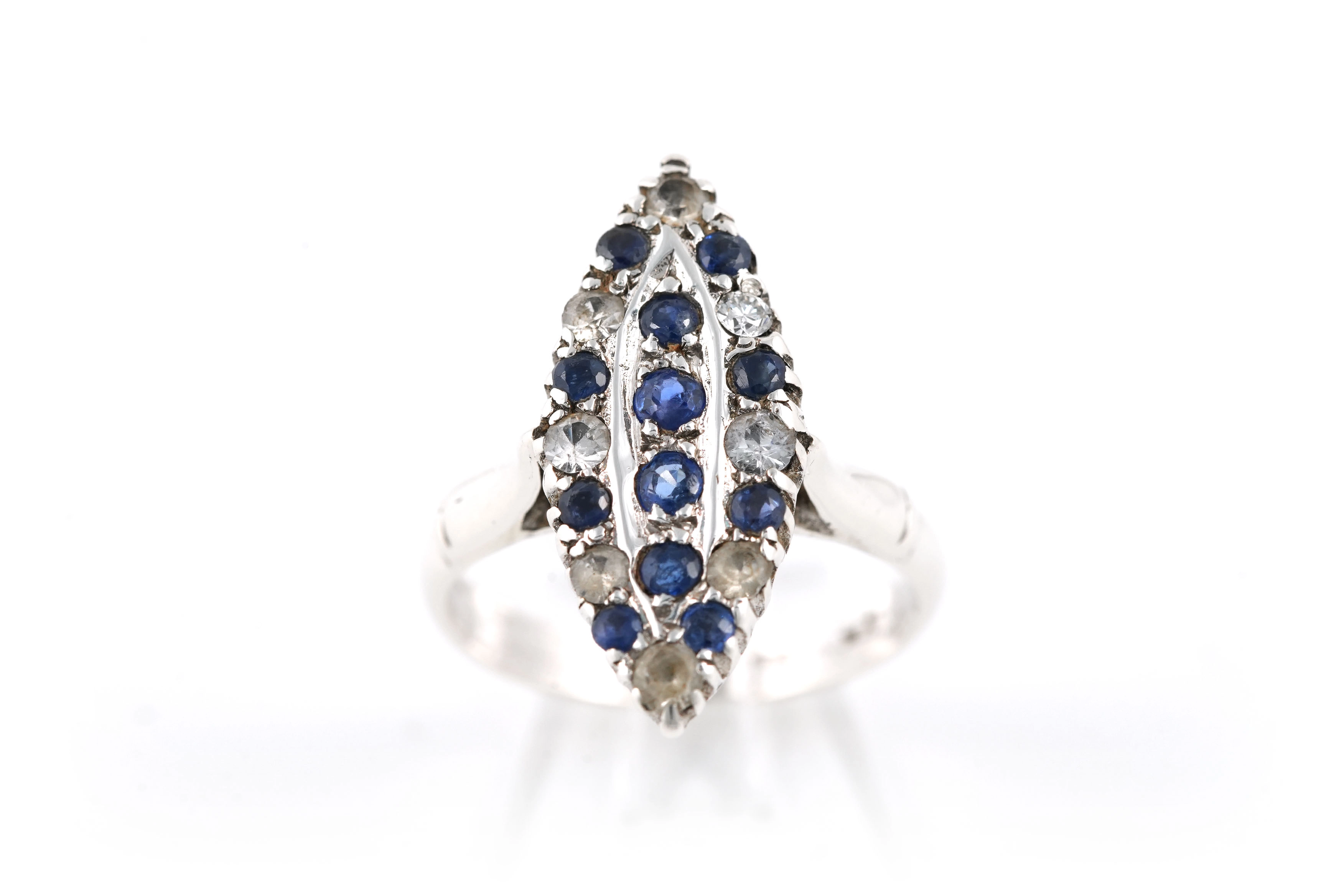 Bague Art Déco en argent sertie de strass - - 1