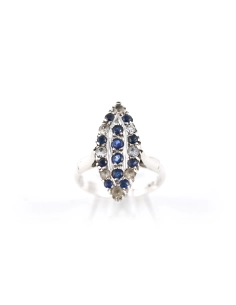Bague Art Déco en argent sertie de strass - - 1