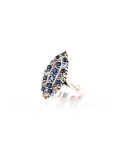 Bague Art Déco en argent sertie de strass - - 2