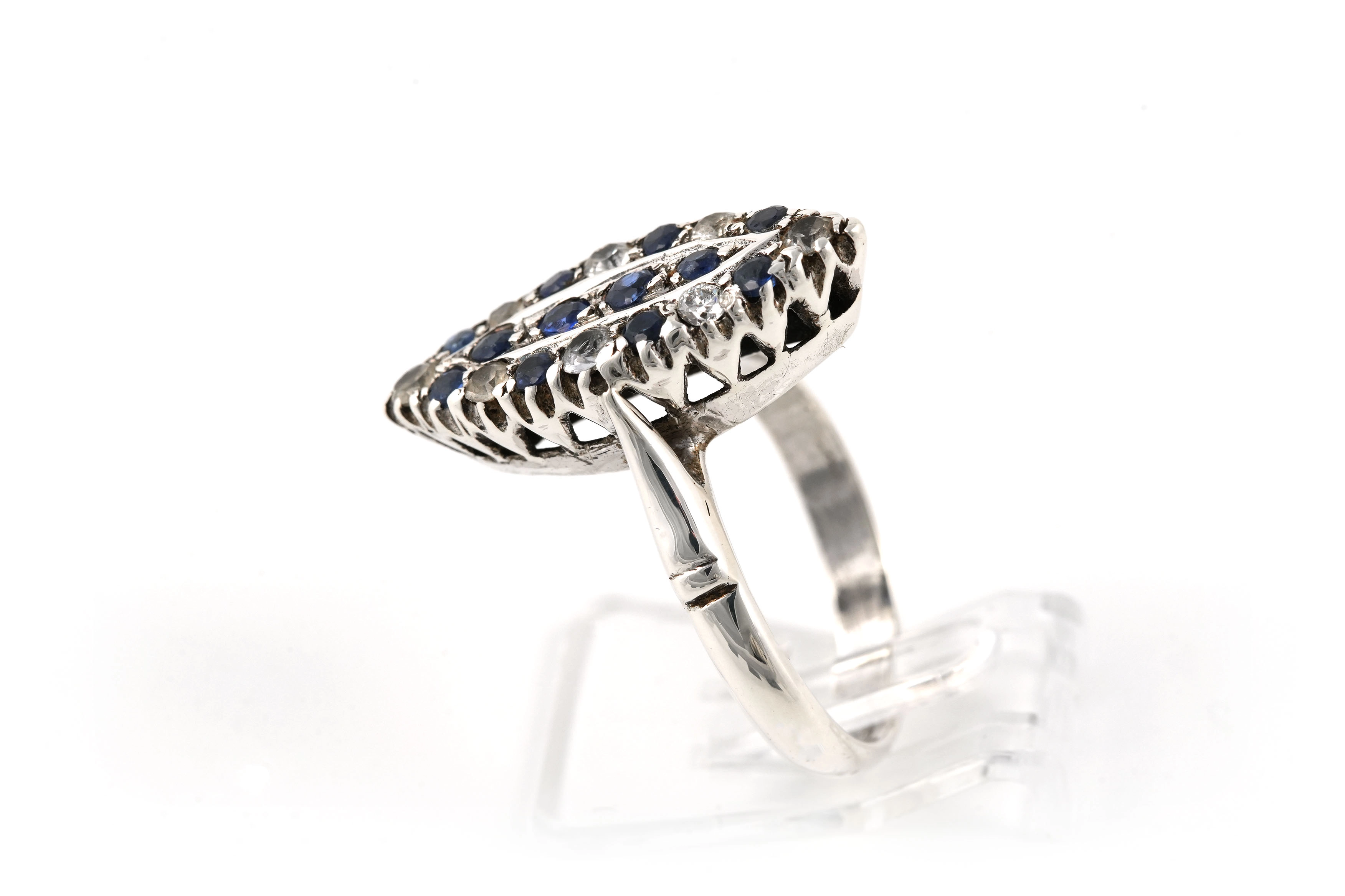 Bague Art Déco en argent sertie de strass - - 3