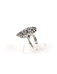 Bague Art Déco en argent sertie de strass - - 3