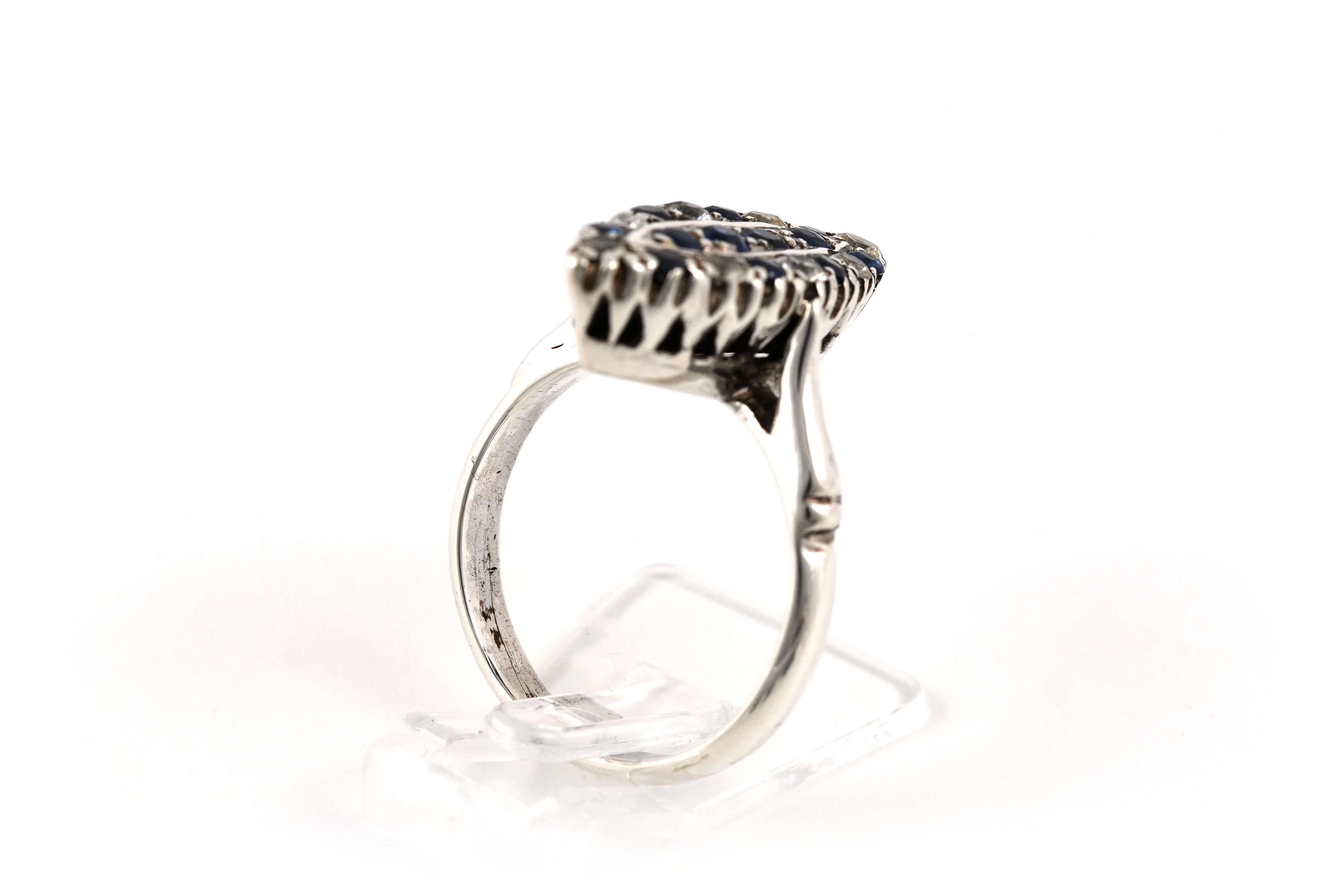 Bague Art Déco en argent sertie de strass - - 5