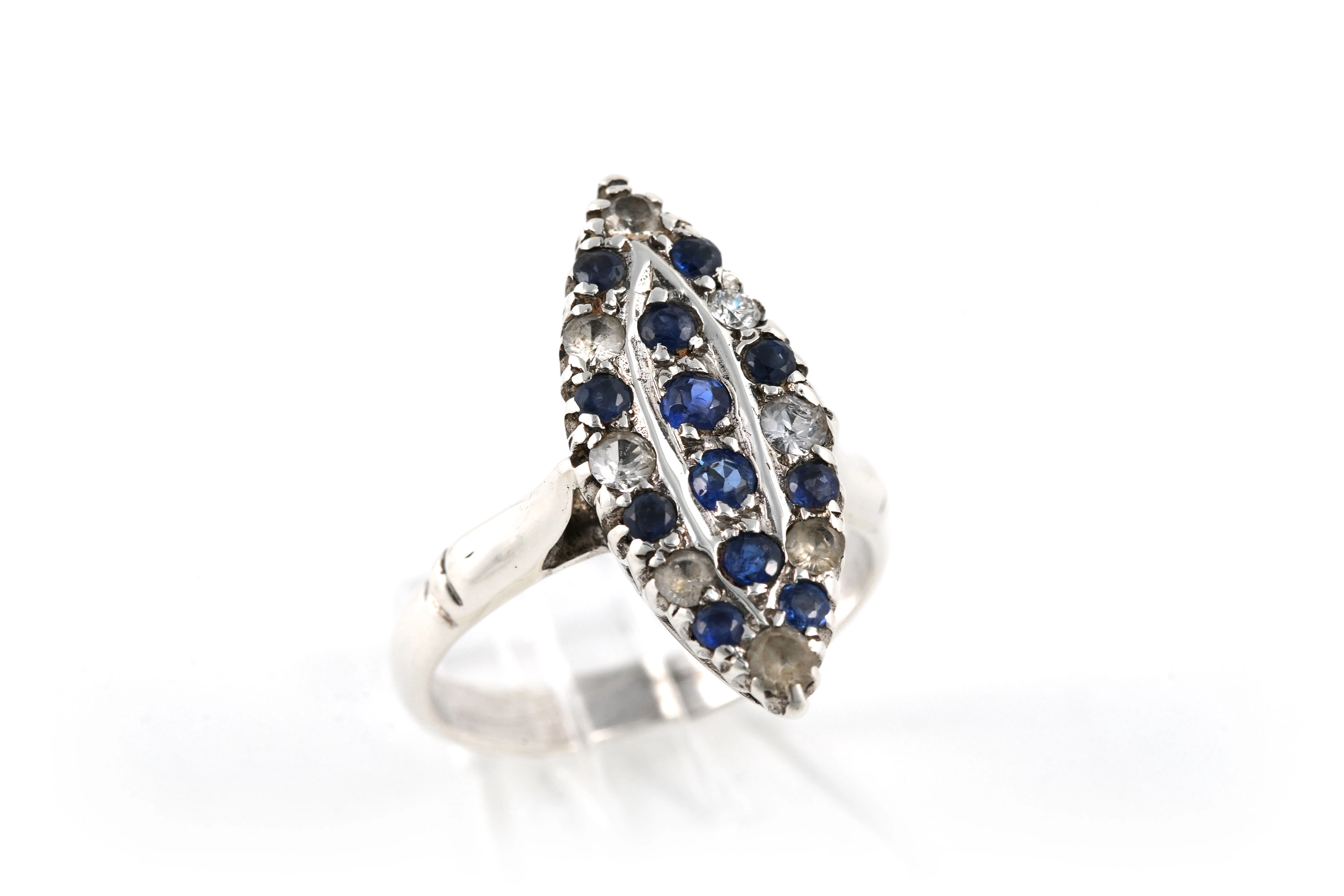 Bague Art Déco en argent sertie de strass - - 6
