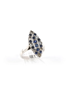 Bague Art Déco en argent sertie de strass - - 6