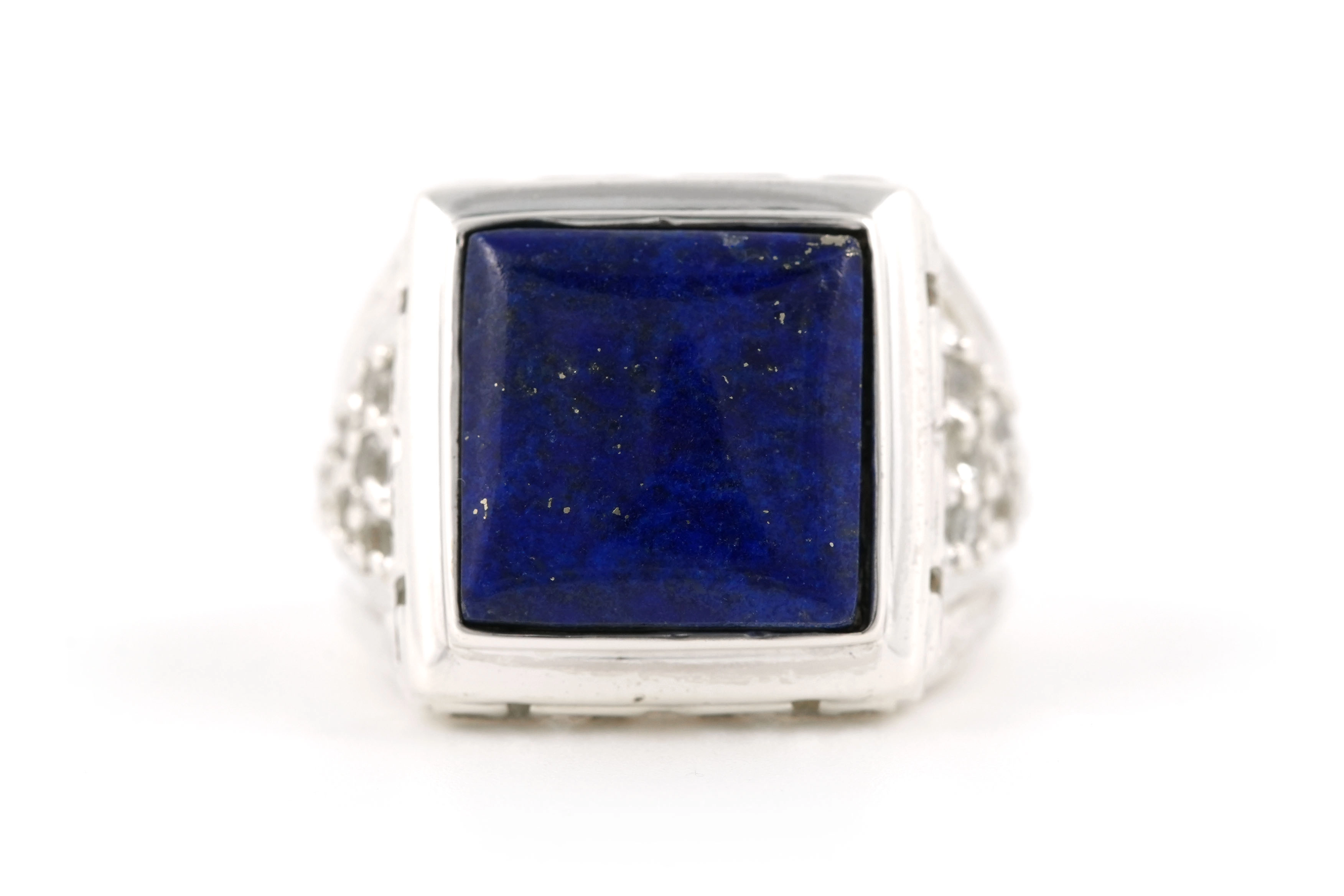 Bague contemporaine en argent 925 sertie d'une lapis lazuli et de zirconiums - - 1