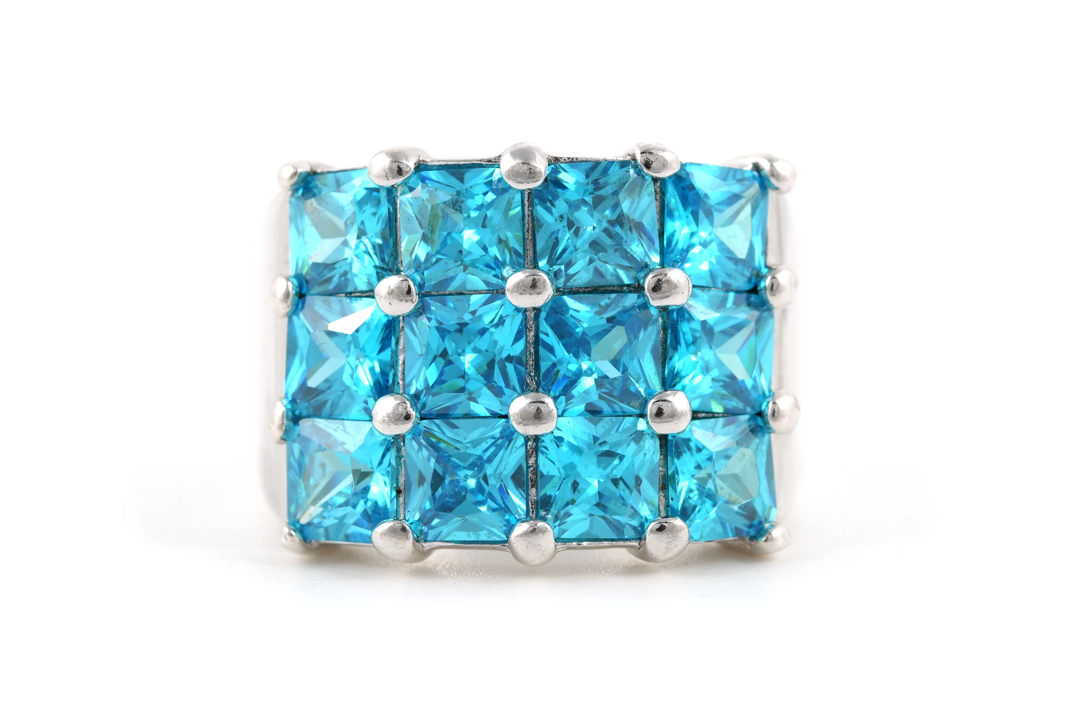 Bague contemporaine en argent 925 sertie de zirconiums - - 1