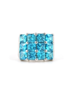 Bague contemporaine en argent 925 sertie de zirconiums - - 1
