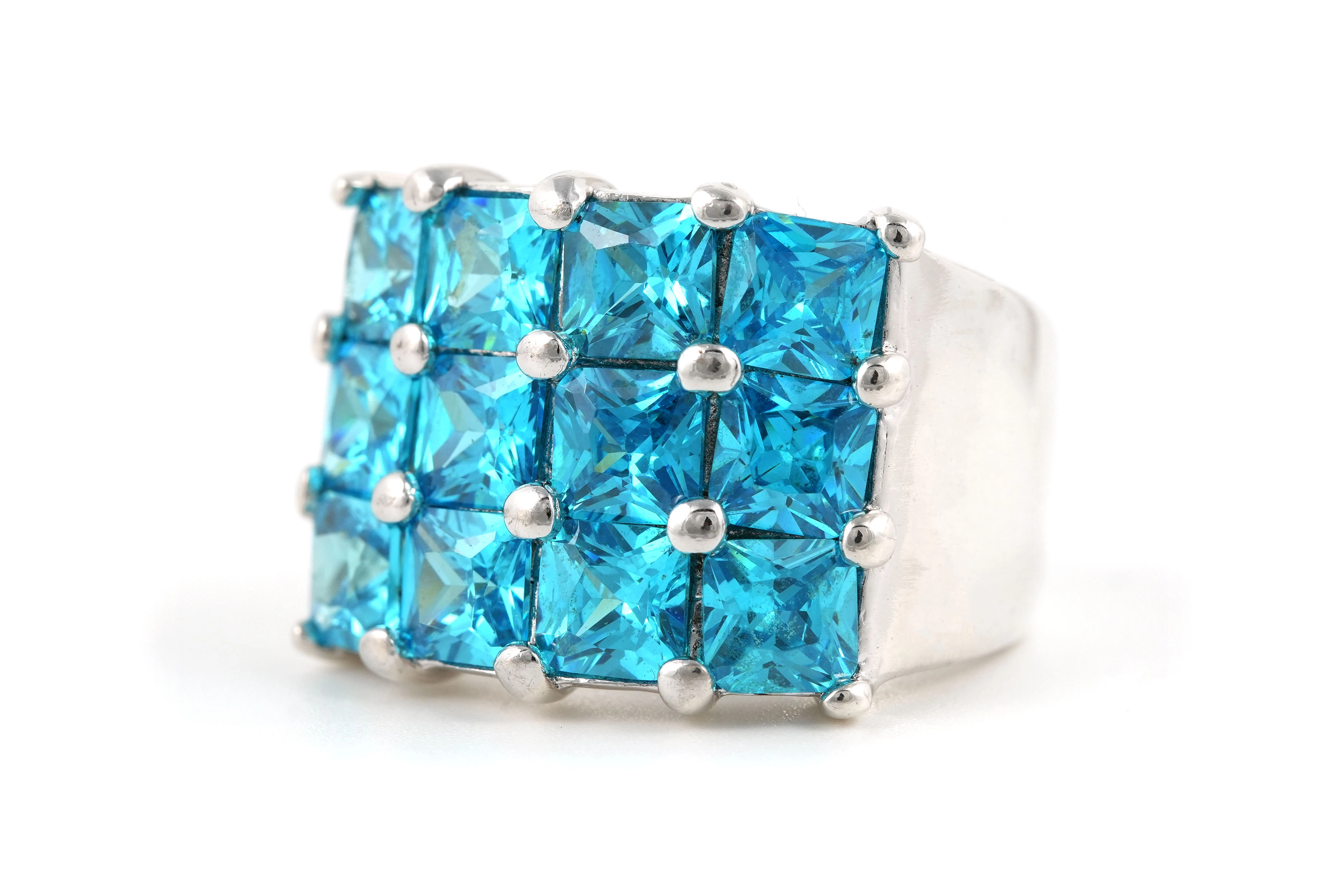 Bague contemporaine en argent 925 sertie de zirconiums - - 2