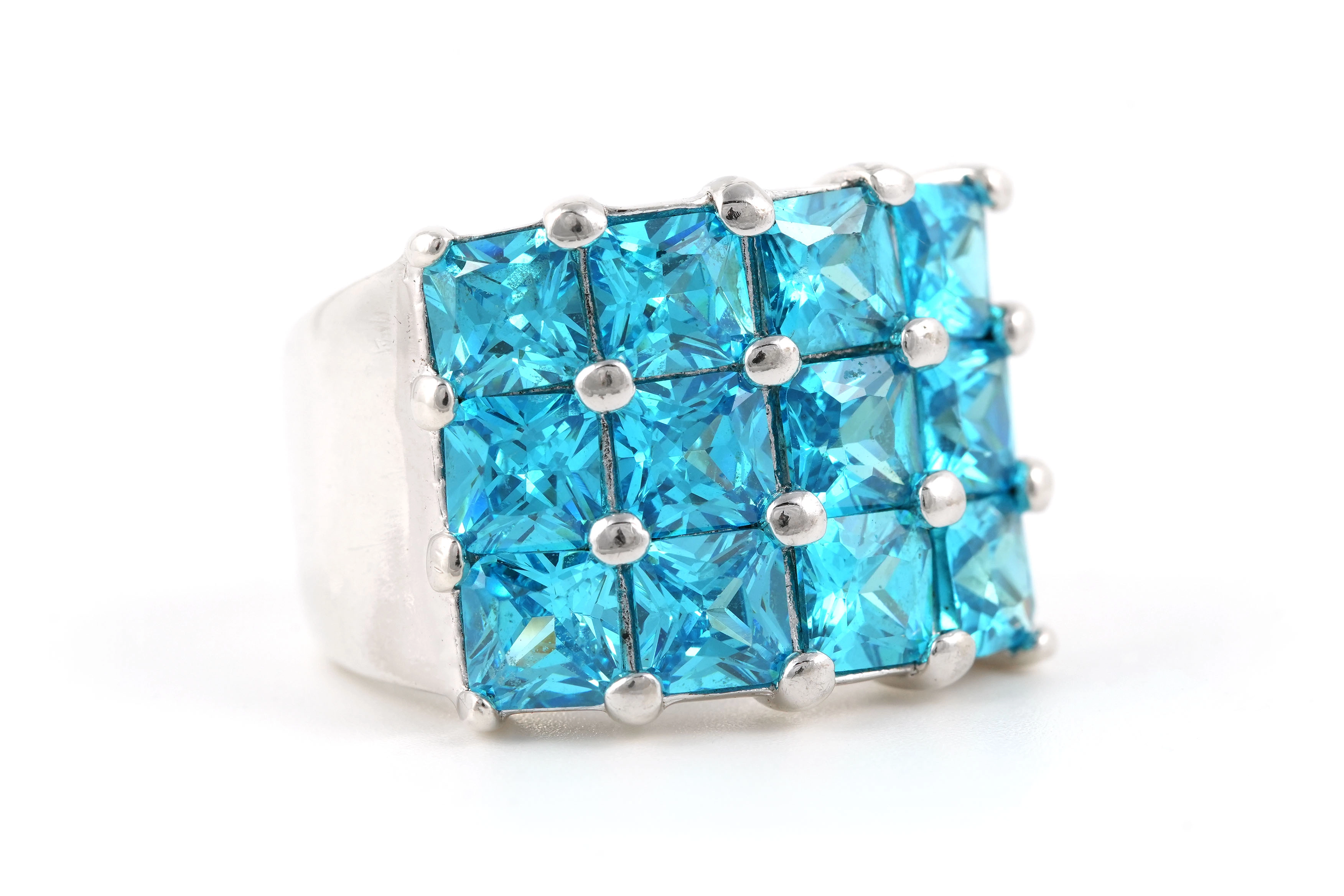 Bague contemporaine en argent 925 sertie de zirconiums - - 6