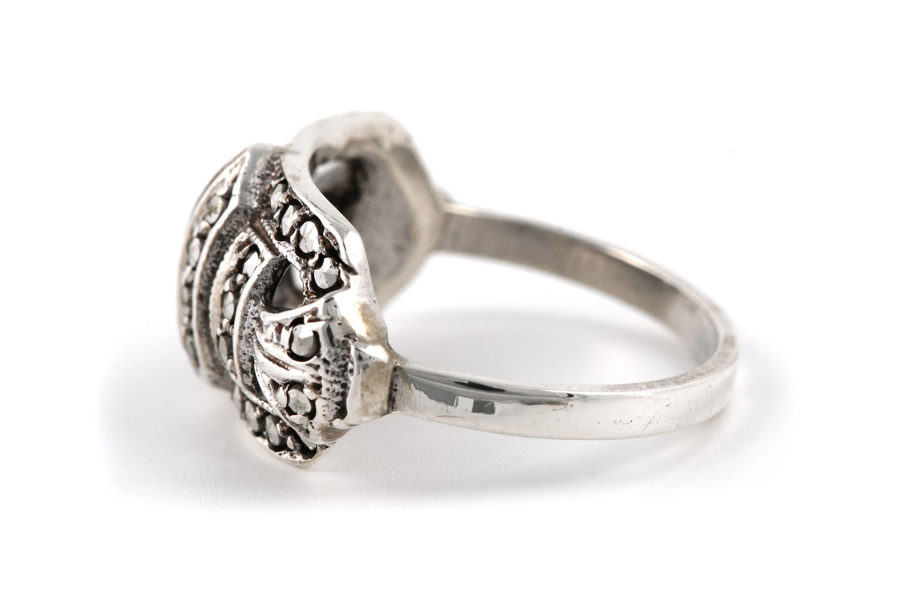 Bague Art Déco en argent 835 sertie de marcassites - - 3
