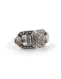 Bague Art Déco en argent 835 sertie de marcassites - - 6