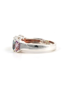 Bague contemporaine en argent 925 sertie d'une améthyste, une topaze, un péridot, une citrine et un grenat - - 3