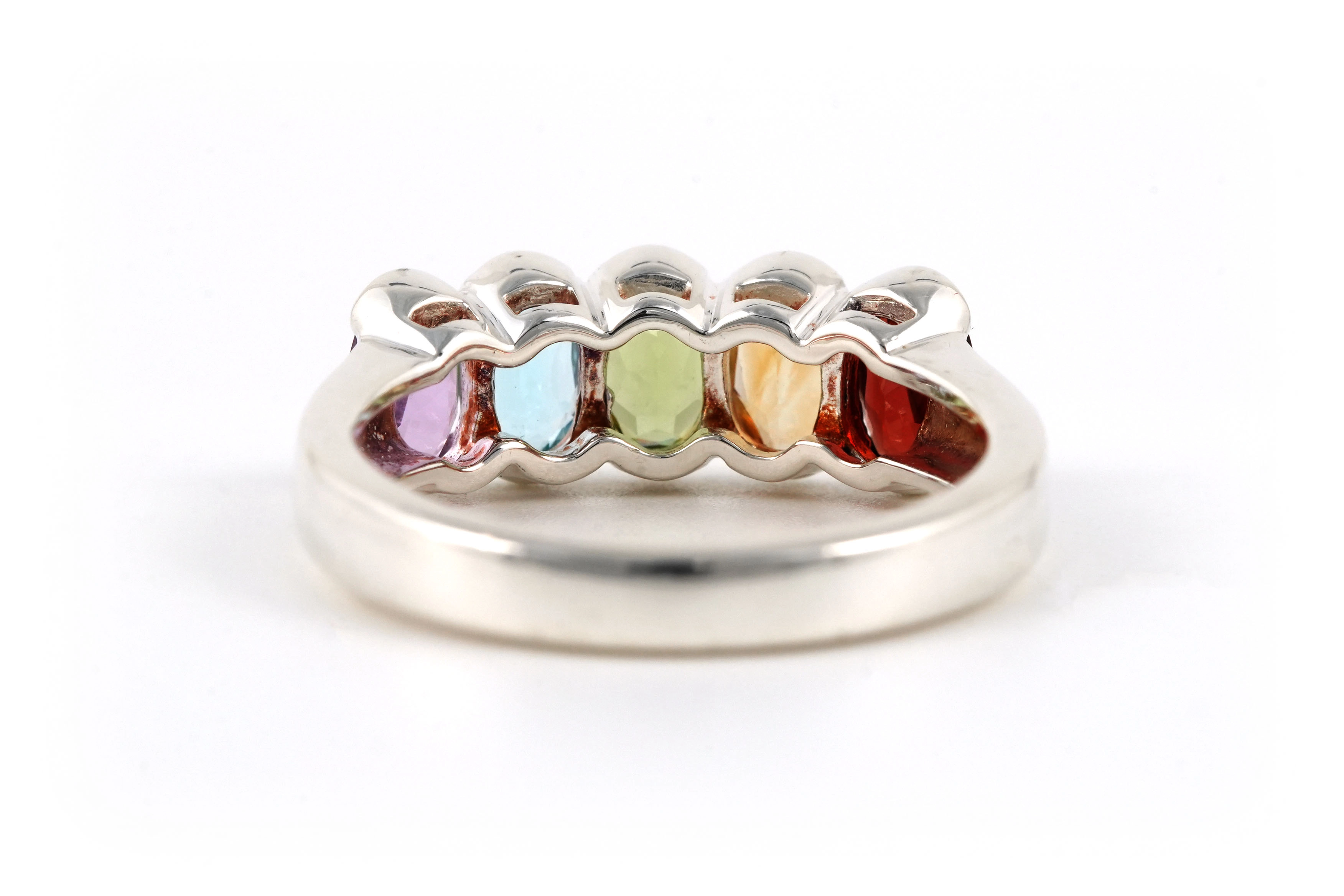Bague contemporaine en argent 925 sertie d'une améthyste, une topaze, un péridot, une citrine et un grenat - - 4