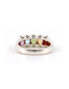 Bague contemporaine en argent 925 sertie d'une améthyste, une topaze, un péridot, une citrine et un grenat - - 4