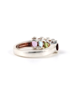 Bague contemporaine en argent 925 sertie d'une améthyste, une topaze, un péridot, une citrine et un grenat - - 5