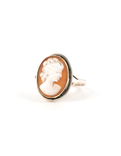 Bague Années 50 en argent 800 sertie d'un camée - - 2
