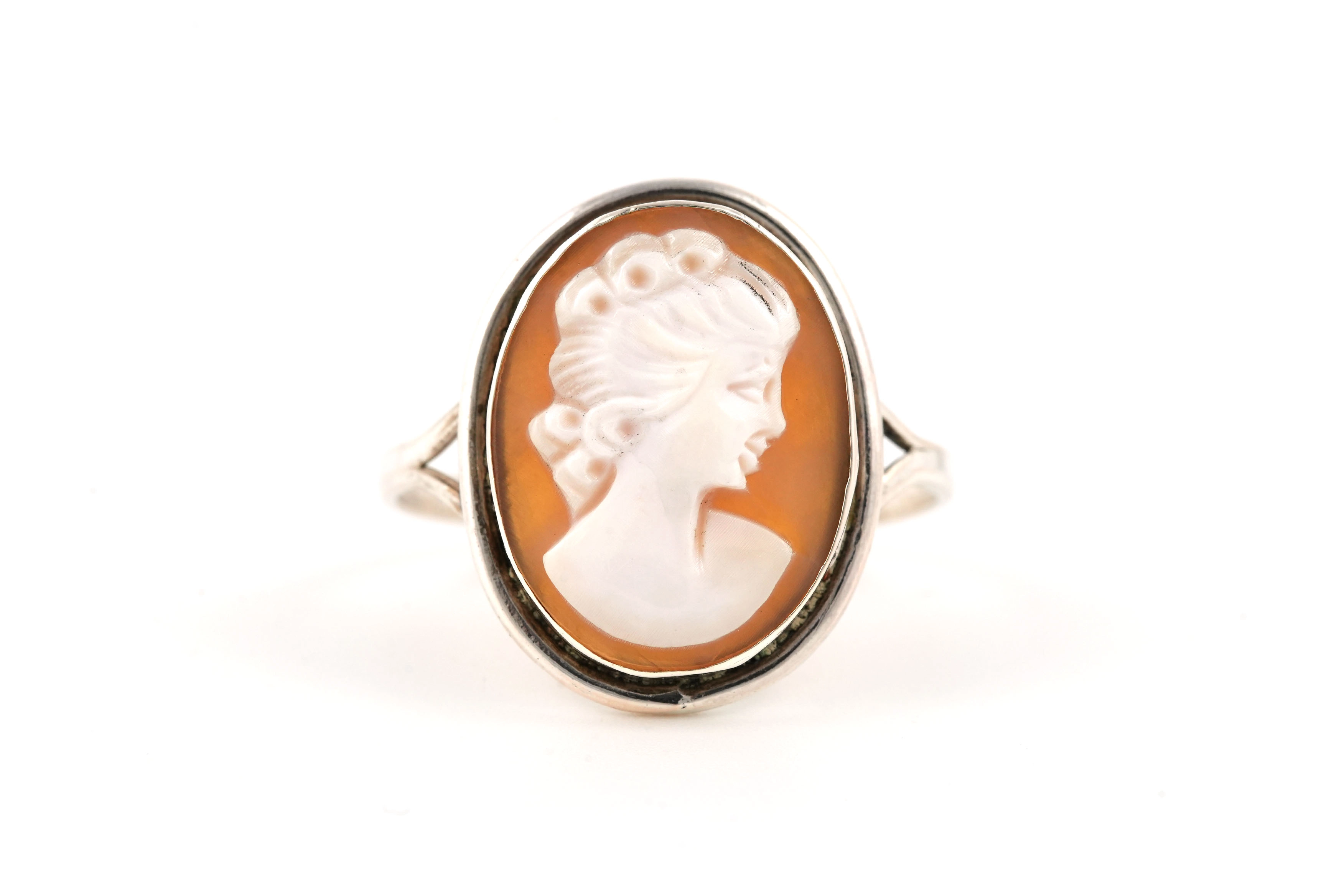Bague Années 50 en argent 800 sertie d'un camée -  - 1