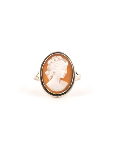Bague Années 50 en argent 800 sertie d'un camée - - 1
