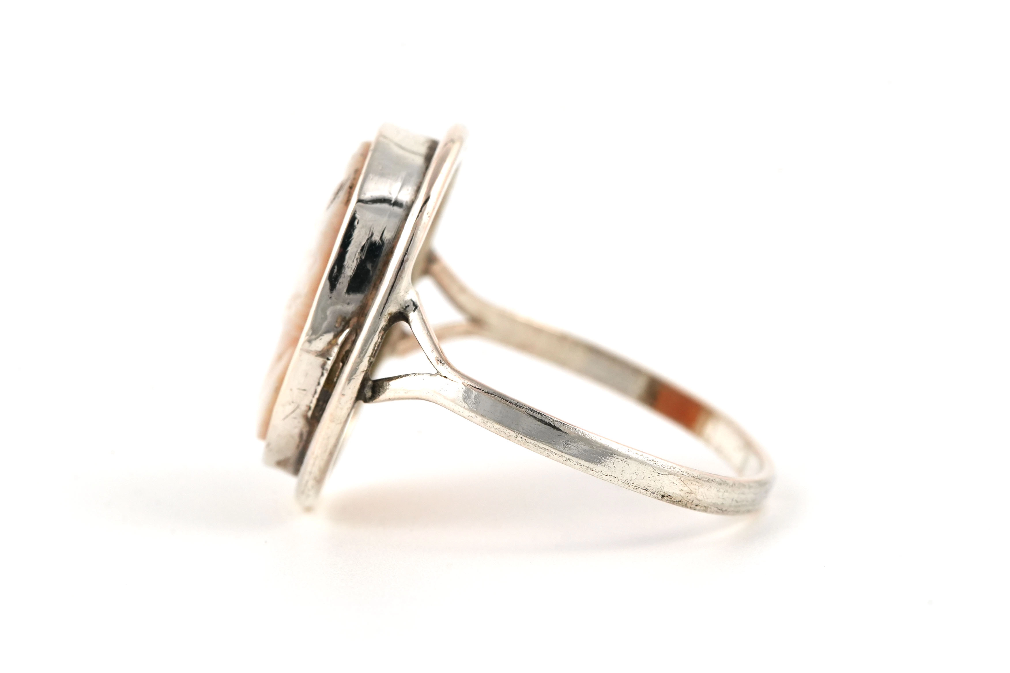 Bague Années 50 en argent 800 sertie d'un camée - - 3
