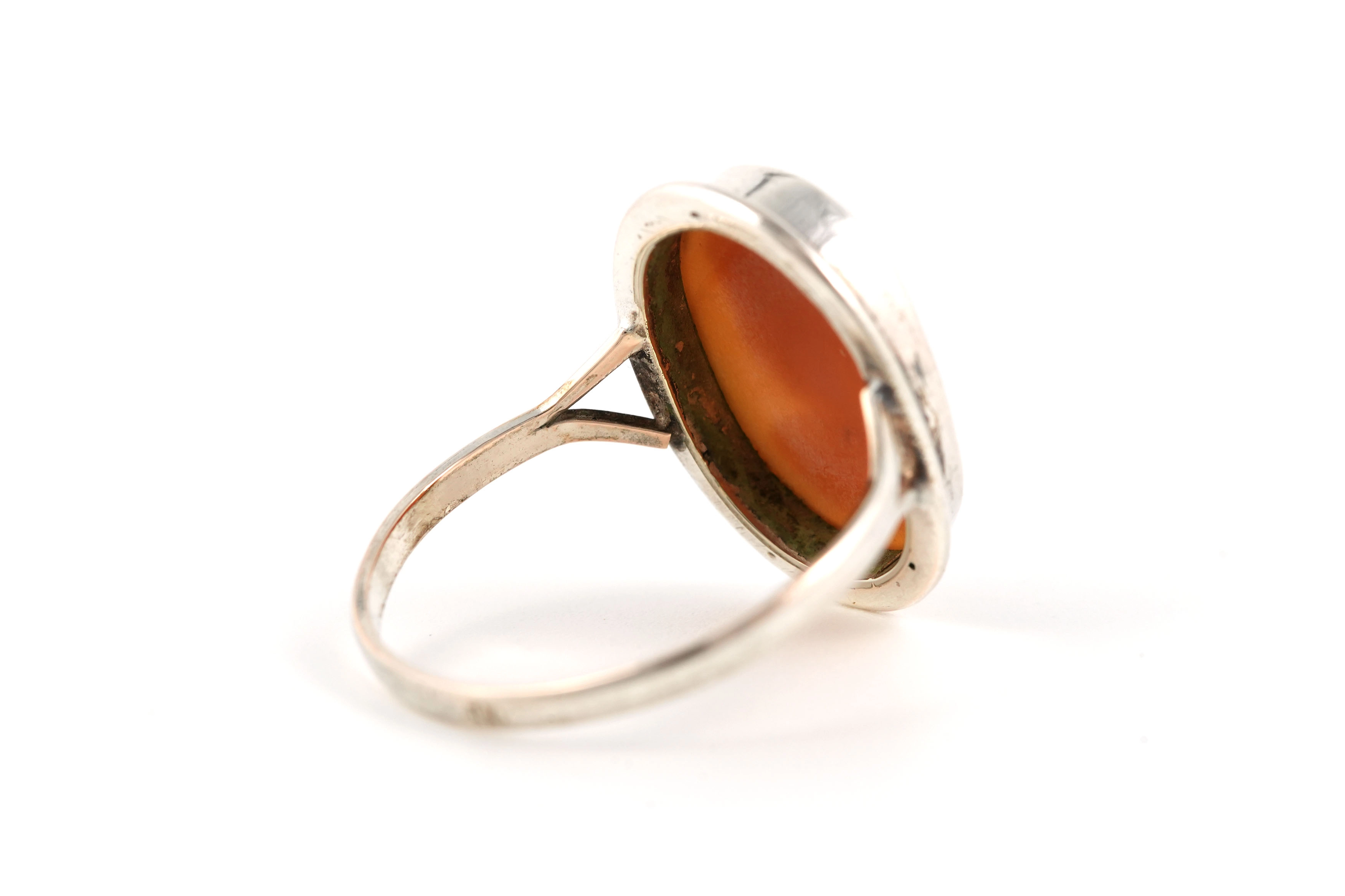 Bague Années 50 en argent 800 sertie d'un camée - - 5