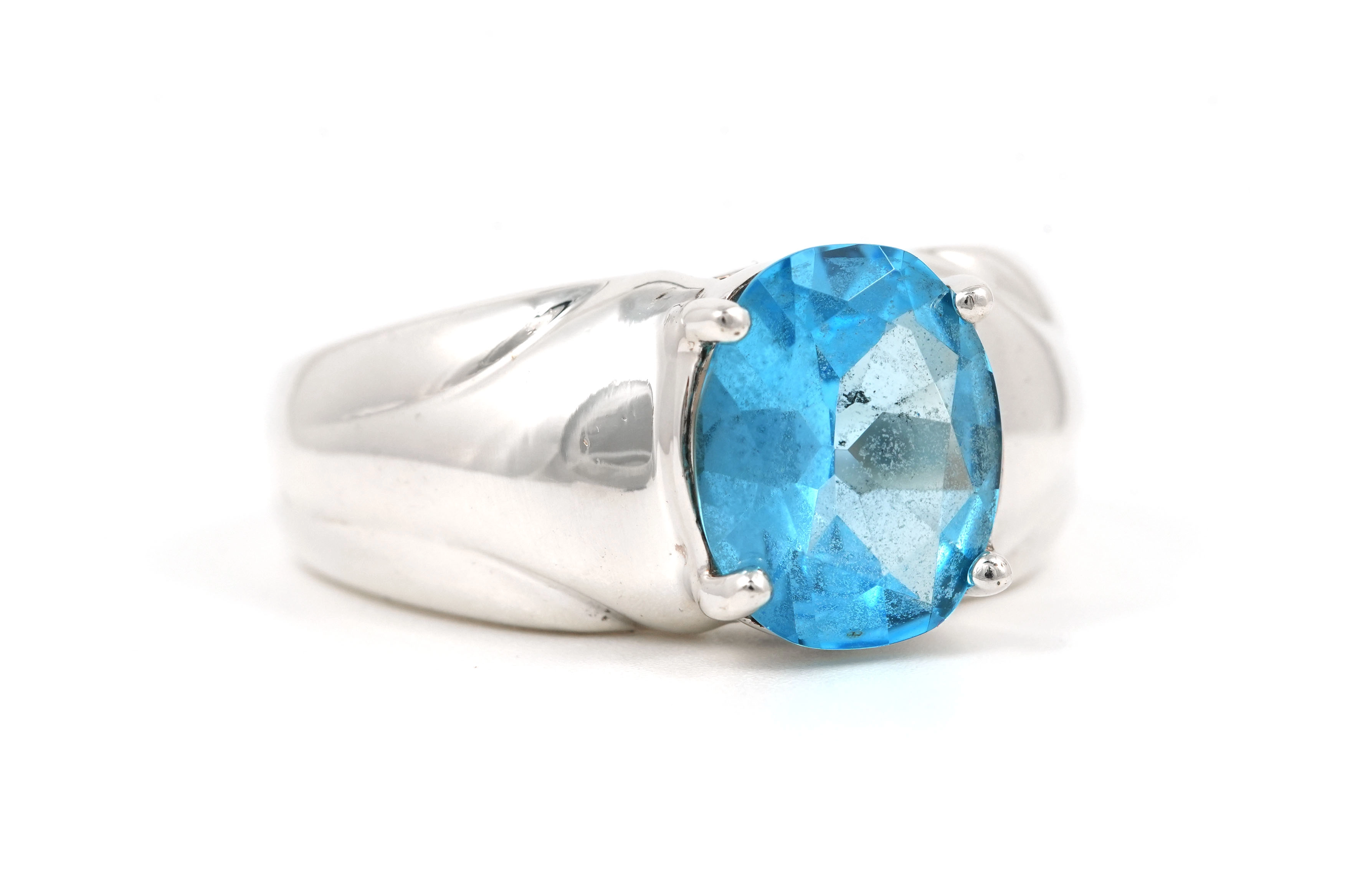 Bague contemporaine en argent 925 sertie d'une topaze - - 6