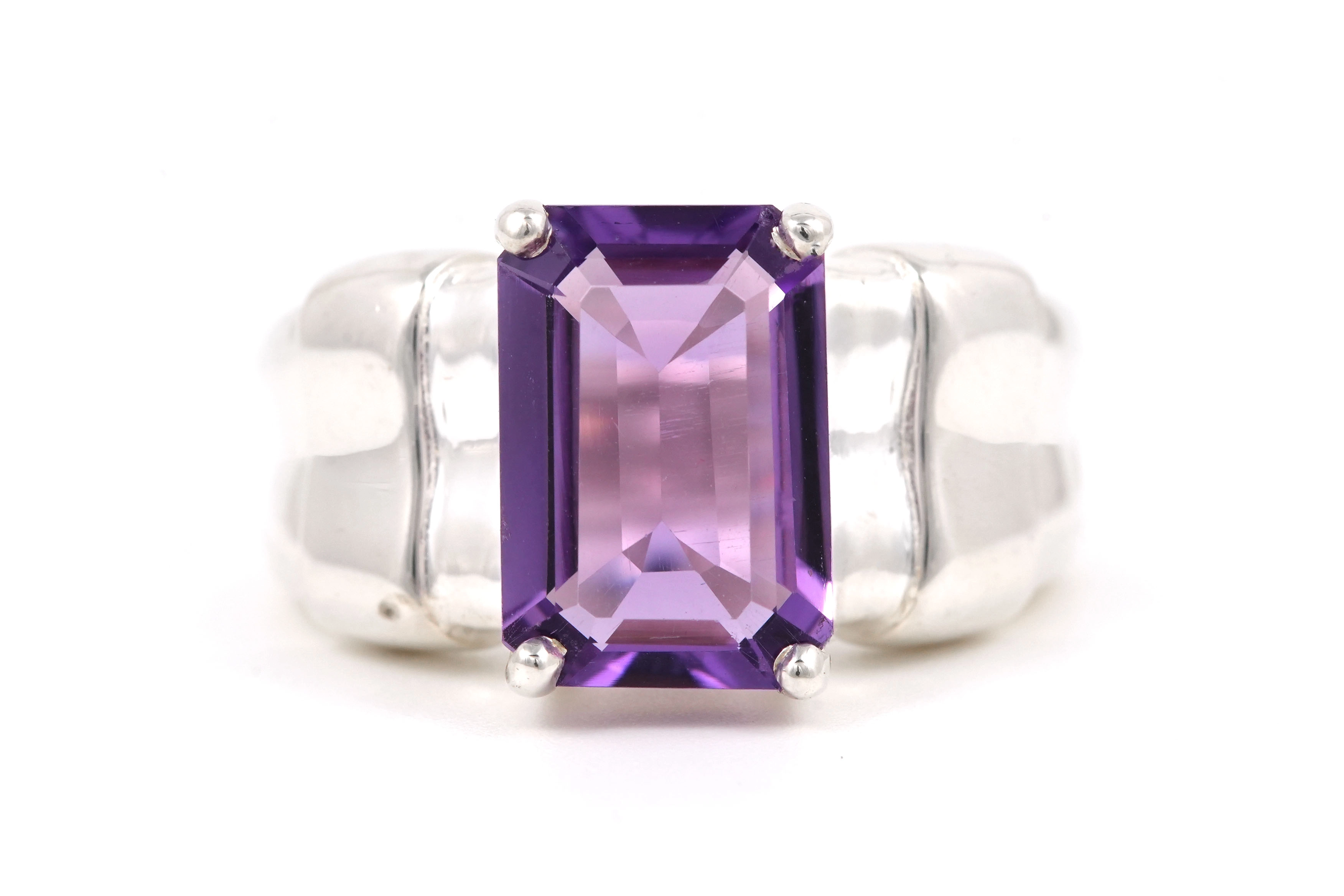 Bague contemporaine en argent 925 sertie d'une améthyste - - 1