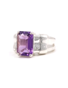 Bague contemporaine en argent 925 sertie d'une améthyste - - 2