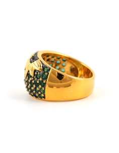 Bague contemporaine en argent 925 (vermeil) sertie de zirconiums - - 3