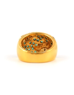 Bague contemporaine en argent 925 (vermeil) sertie de zirconiums - - 4