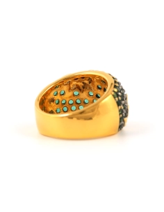 Bague contemporaine en argent 925 (vermeil) sertie de zirconiums - - 5