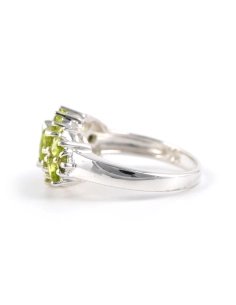 Bague contemporaine en argent 925 sertie de péridots - - 3