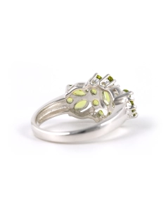 Bague contemporaine en argent 925 sertie de péridots - - 5