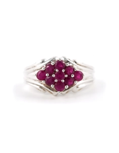 Bague contemporaine en argent 925 sertie de rubis - - 1