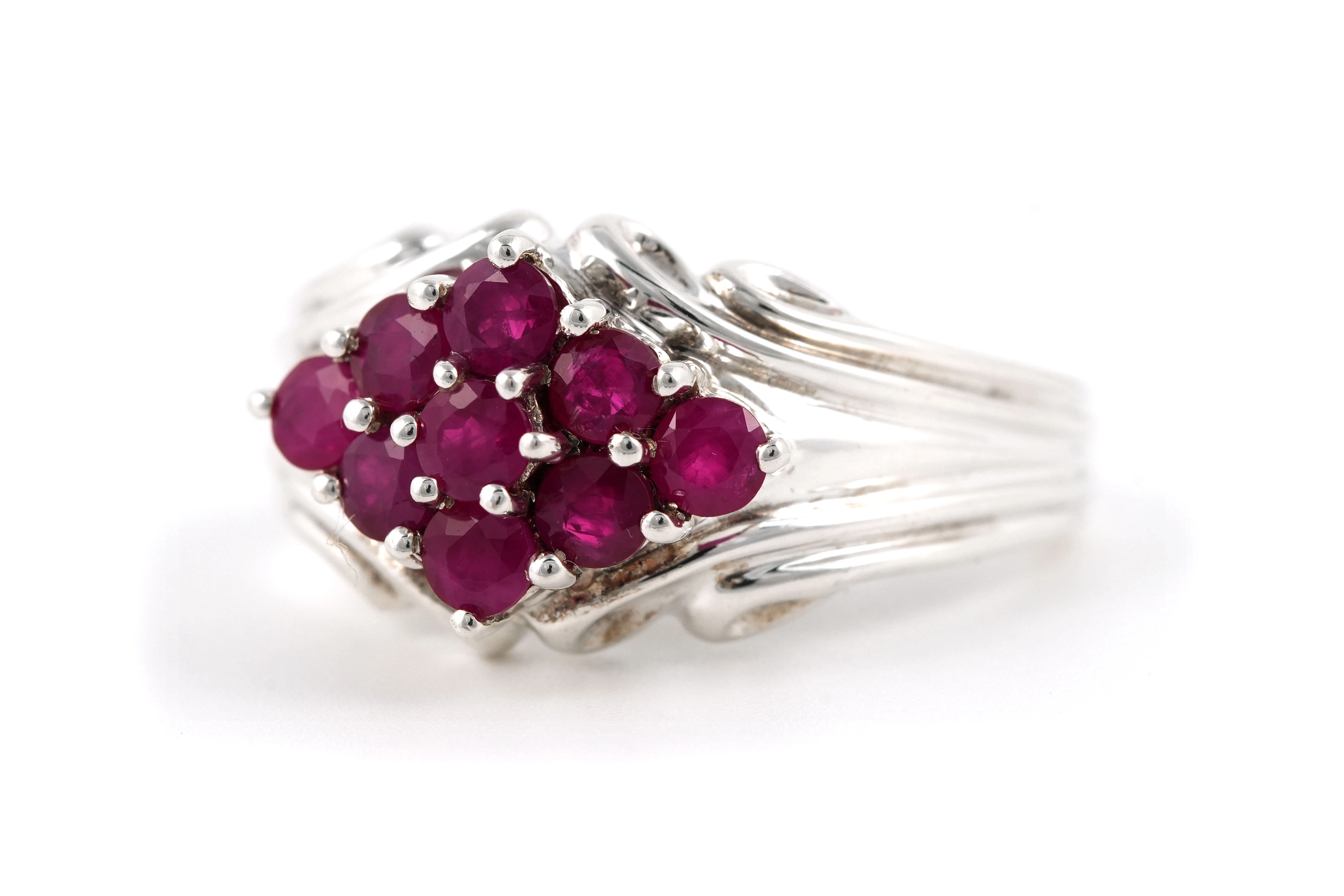 Bague contemporaine en argent 925 sertie de rubis - - 2