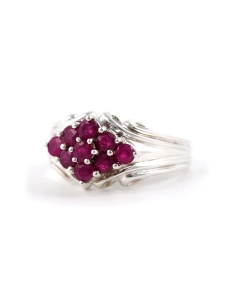 Bague contemporaine en argent 925 sertie de rubis - - 2