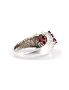 Bague contemporaine en argent 925 sertie de rubis - - 5