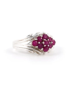 Bague contemporaine en argent 925 sertie de rubis - - 6