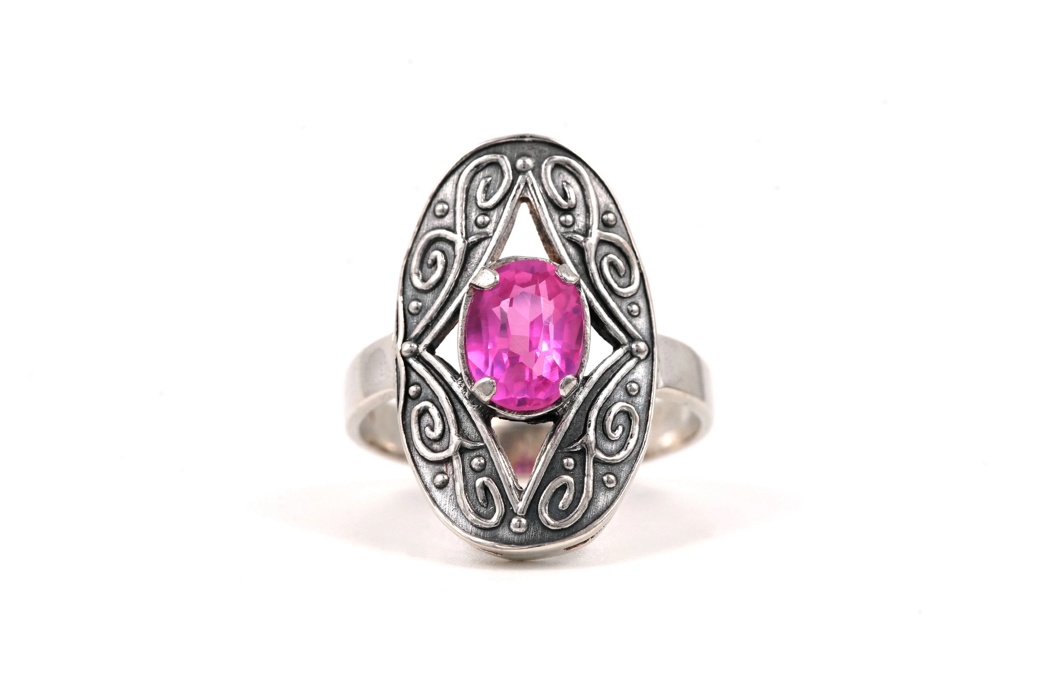 Bague Années 70 en argent 875 sertie d'une tourmaline - - 1