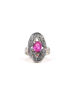 Bague Années 70 en argent 875 sertie d'une tourmaline - - 1