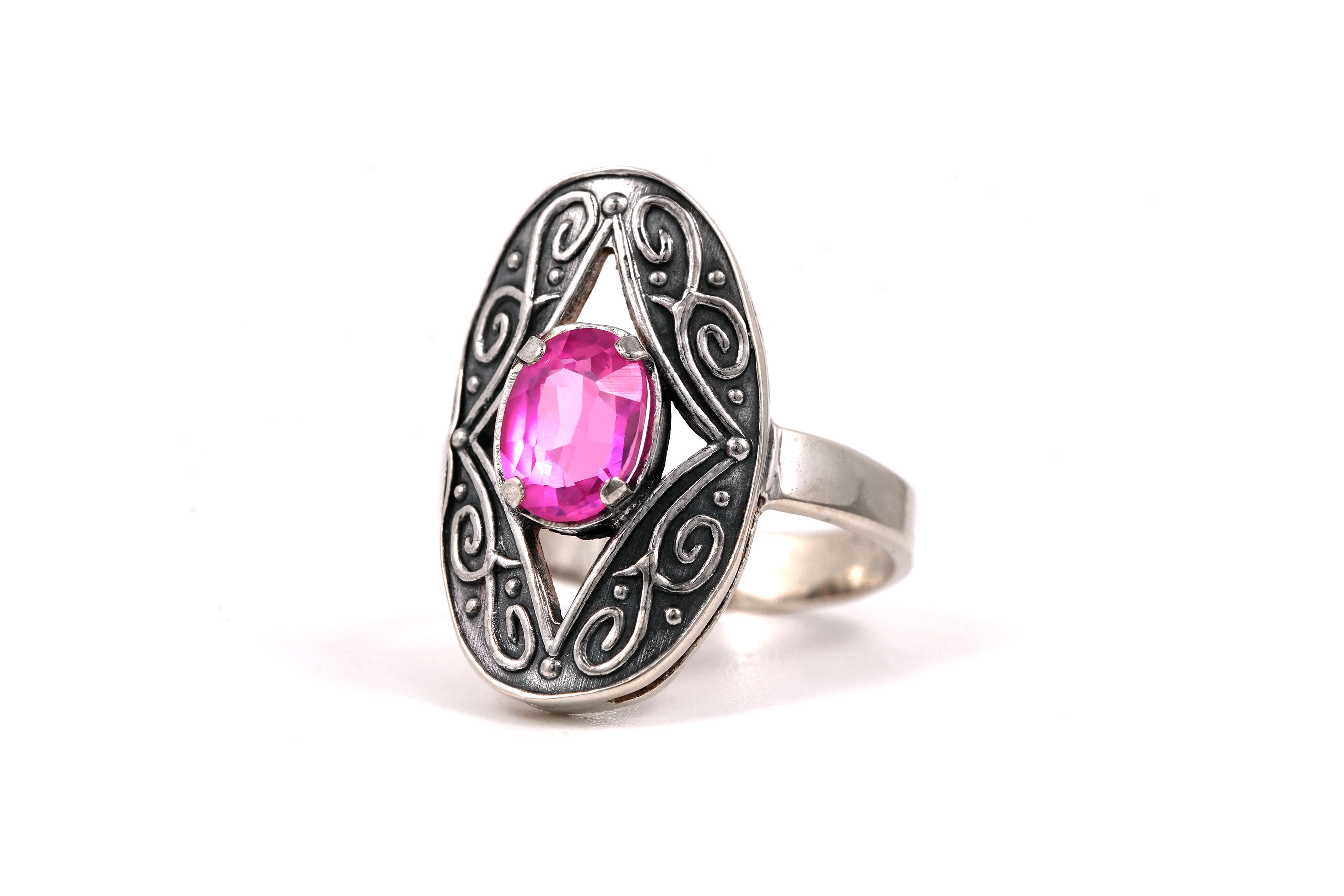 Bague Années 70 en argent 875 sertie d'une tourmaline - - 2