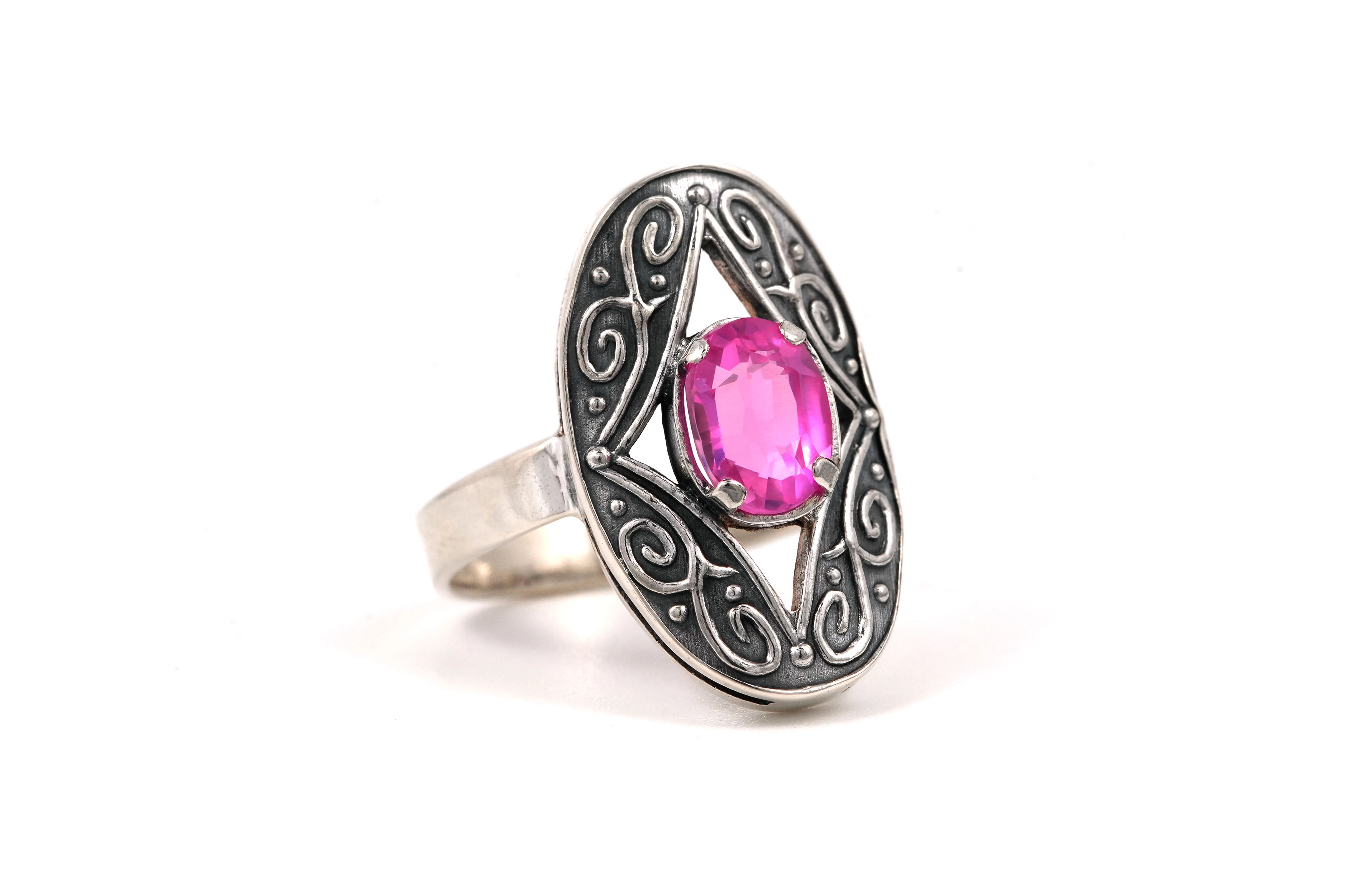 Bague Années 70 en argent 875 sertie d'une tourmaline - - 7