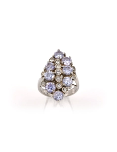 Bague contemporaine en argent sertie de zirconiums - - 1