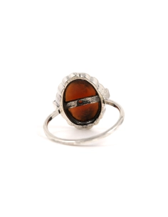 Bague Art Déco en argent 835 sertie d'un camée et de marcassites - - 4