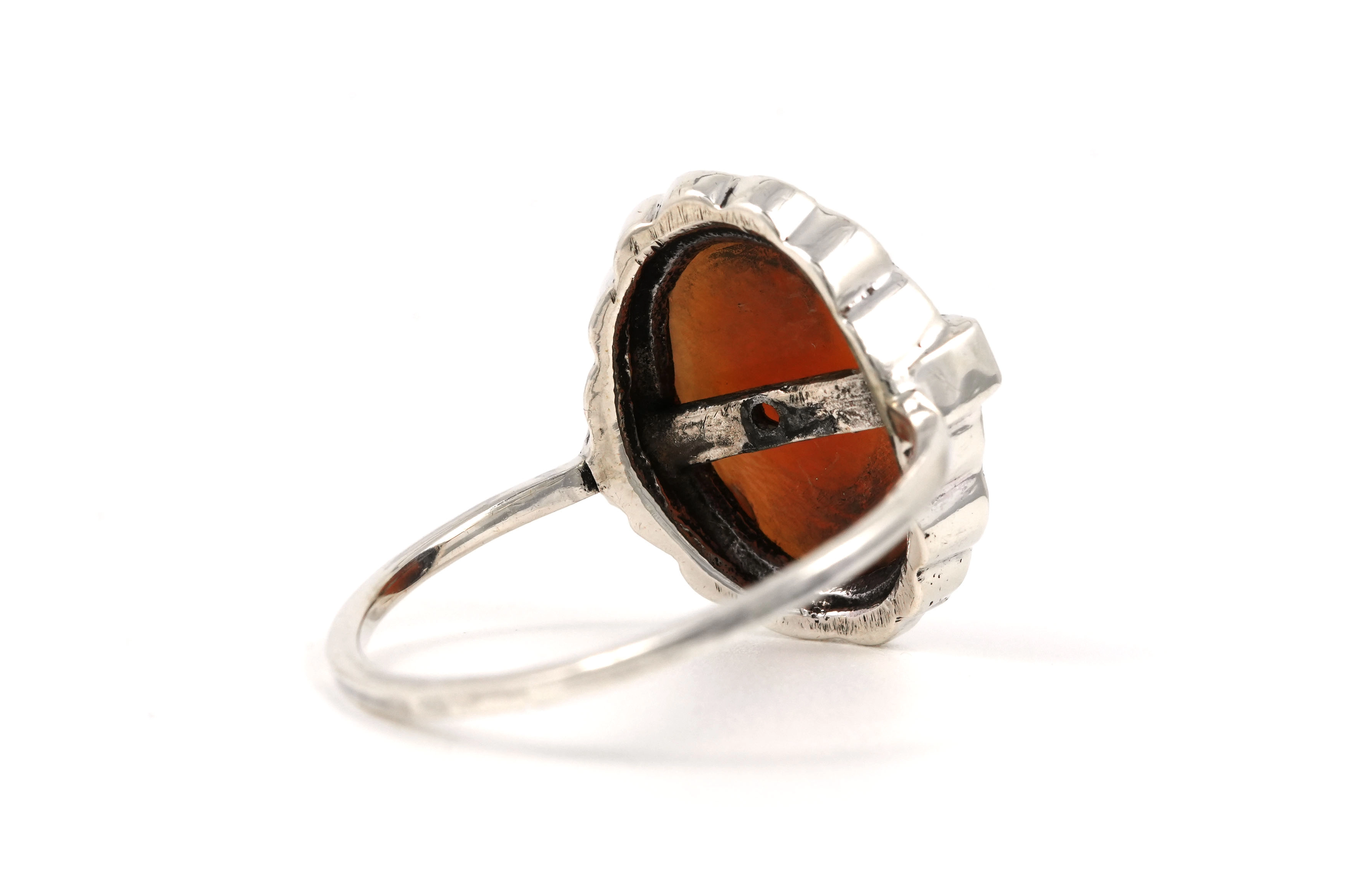 Bague Art Déco en argent 835 sertie d'un camée et de marcassites - - 5