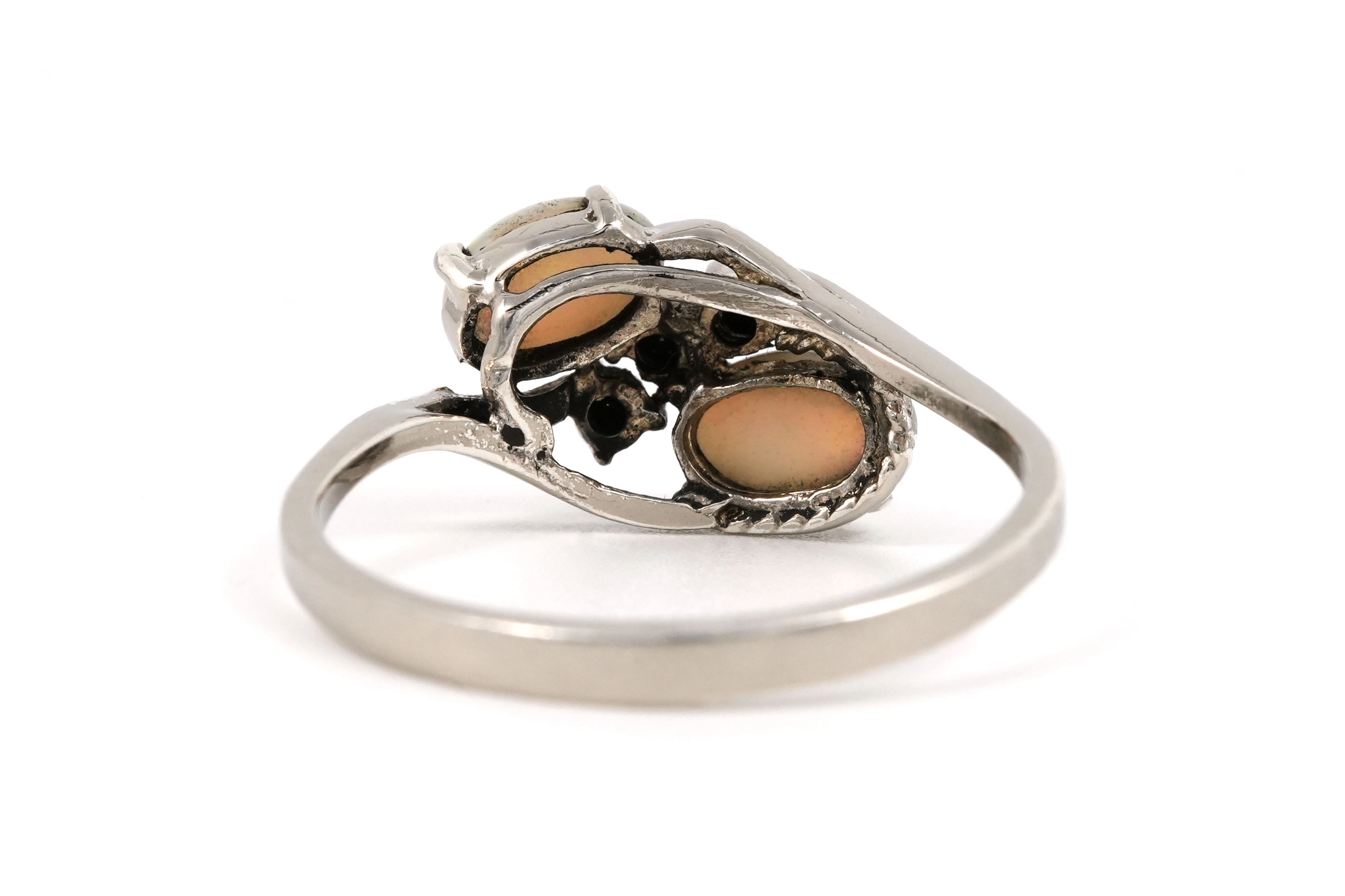 Bague contemporaine en argent 925 sertie d'opales et de zirconiums - - 4
